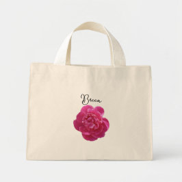Vibrant Pink Peony Flower Personalized Mini Tygkasse