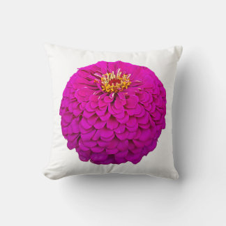 Vibrant Pink Zinnia Flower Throw PilloThrow Pillow Kudde