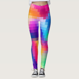 Vibrant Pixel Rainbow Leggings