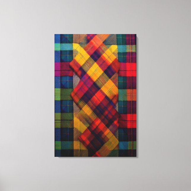 Vibrant Plaid Fusion & Modern Geometric Textile Canvastryck (Framsida)