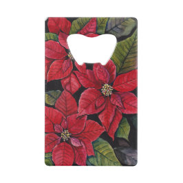 Vibrant poinsettia i vattenfärgen kreditkort flasköppnare