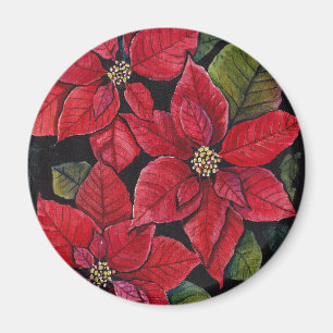 Vibrant poinsettia i vattenfärgen magnet