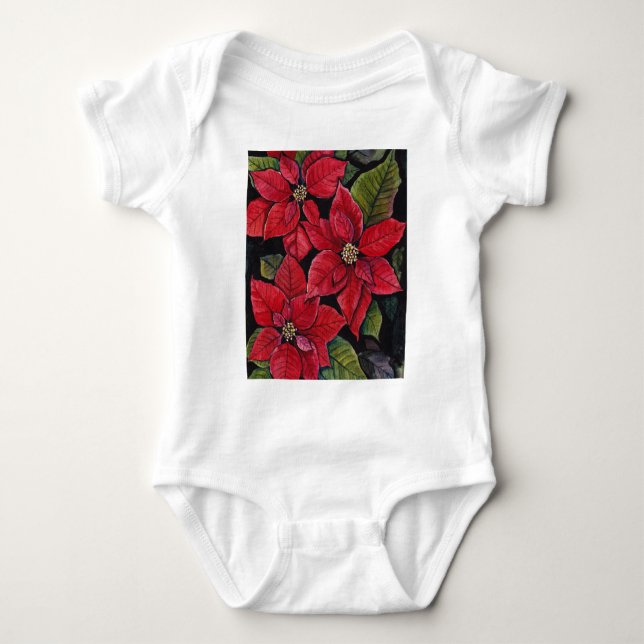 Vibrant poinsettia i vattenfärgen t shirt (Framsida)