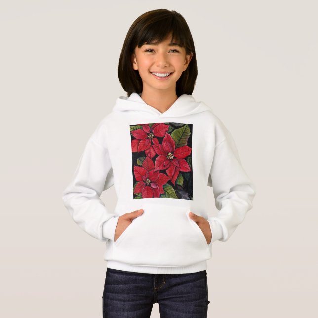 Vibrant poinsettia i vattenfärgen t shirt (Hel framsida)