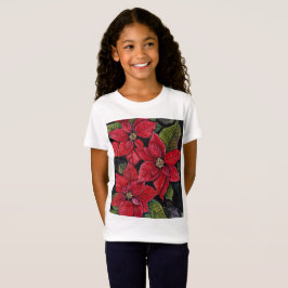 Vibrant poinsettia i vattenfärgen t shirt