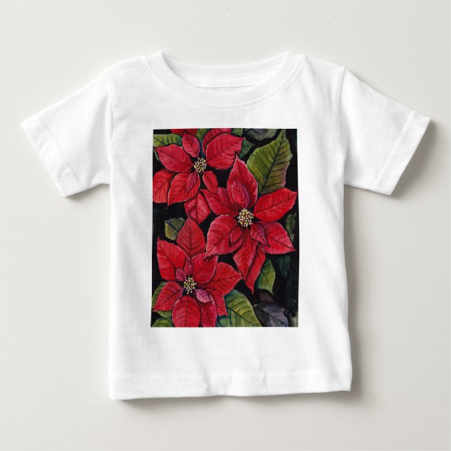 Vibrant poinsettia i vattenfärgen t shirt (Framsida)