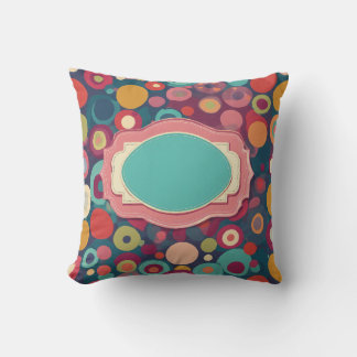Vibrant Polka Dot Mönster-bakgrund med centrala in Kudde