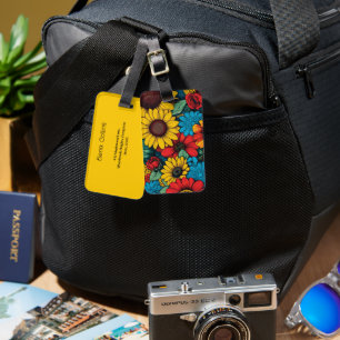 Vibrant Pop Art Blommigt Design Wuth Sunblommor Bagagebricka