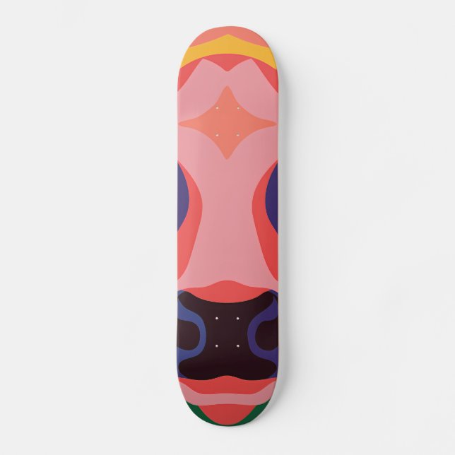 Vibrant Pop Art Cow Face Portrait Mini Skateboard Bräda 18,5 Cm (Framsida)