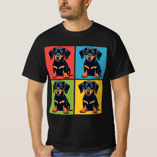 Vibrant pop Art Dachshund Puppy-fyrkanter T Shirt