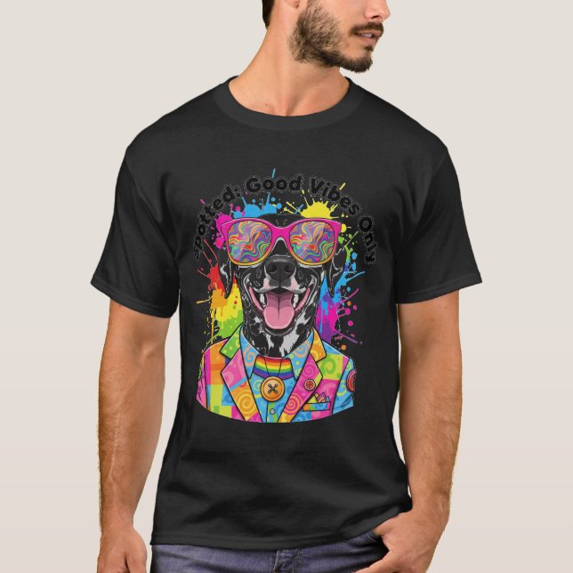 **Vibrant Pop-Art Dalmatian Dog with Rainbow Sungl T Shirt (Framsida)