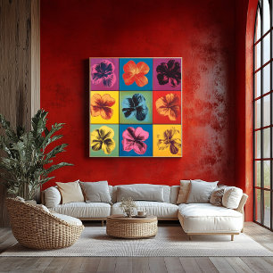 Vibrant pop Art Hibiscus Flower Grid - Modern Poster