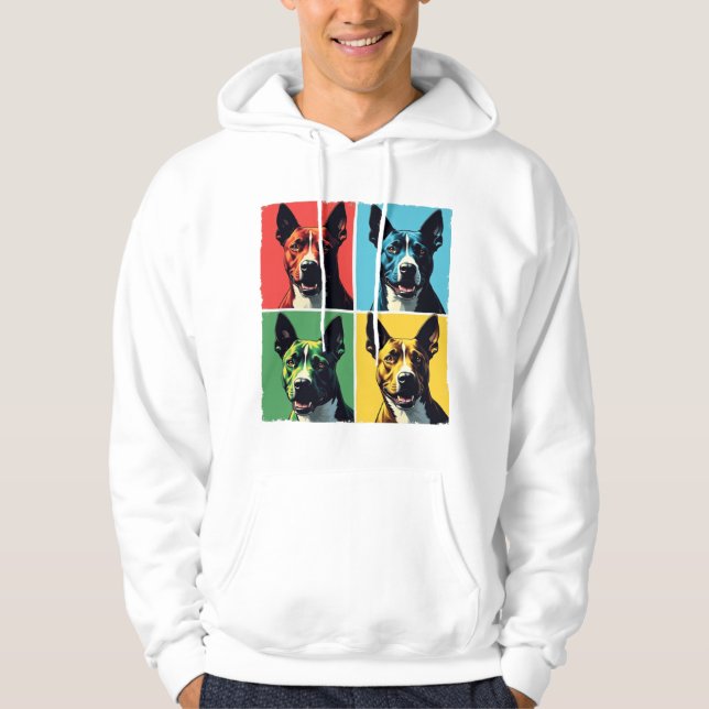 Vibrant Pop Art Hund Porträtt Hoodie (Framsida)