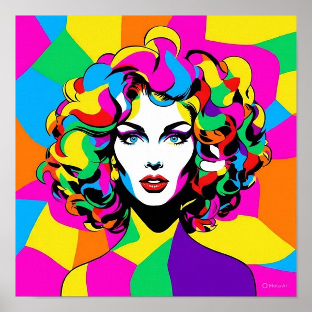 Vibrant Pop Art Porträtt Poster (Framsidan)