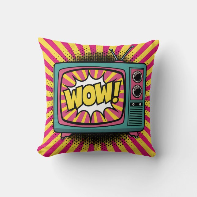 Vibrant pop Art Retro TV Kudde (Framsida)