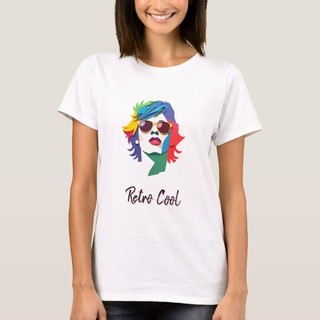 Vibrant pop Art Woman med solglasögon T Shirt (Framsida)
