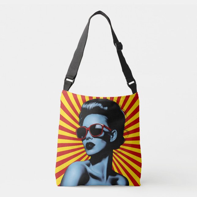 Vibrant pop Art Woman Porträtt Axelväska (Framsida)
