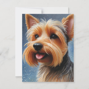 Vibrant Pop Pointillism Yorkshire Terrier Art Vykort
