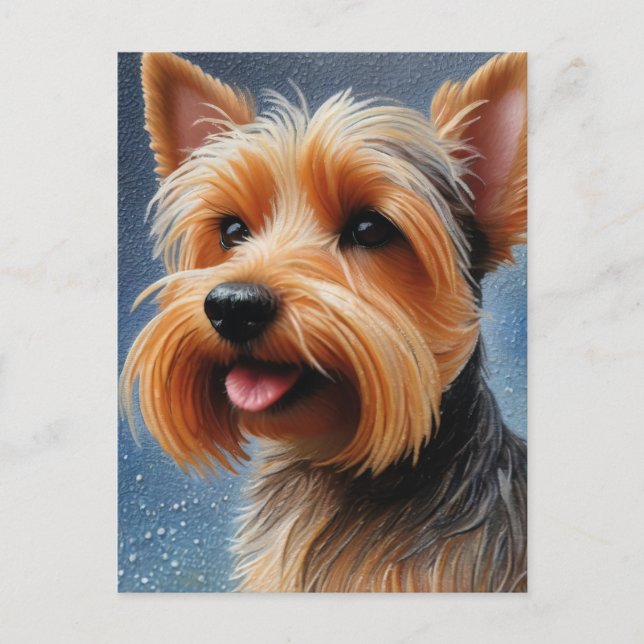 Vibrant Pop Pointillism Yorkshire Terrier Art Vykort (Framsida)