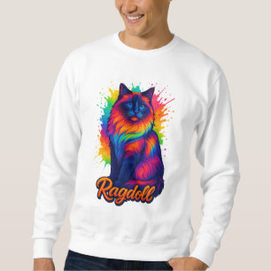 Vibrant poppart Ragdoll Cat - Colorful Neon Street Lång Ärmad Tröja