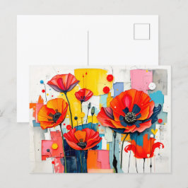 Vibrant Poppy i Modern Abstrakt Stil Helg Vykort