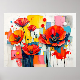 Vibrant Poppy i Modern Abstrakt Stil Poster