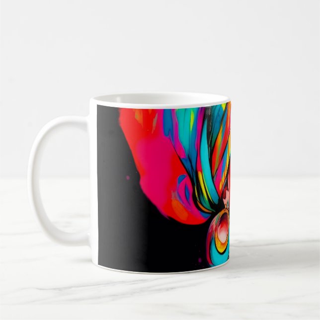 Vibrant Porträtt med färgat hörlskrot Kaffemugg (Vänster)