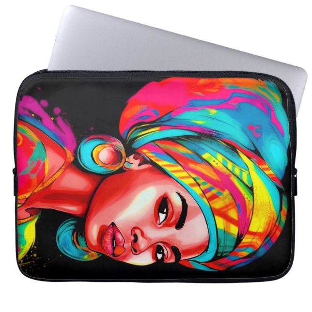 Vibrant Porträtt med färgat hörlskrot Laptop Fodral (Framsidan)