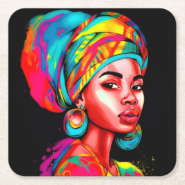 Vibrant Porträtt med färgat hörlskrot Underlägg Papper Kvadrat
