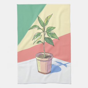 Vibrant Poted house Plant Kökshandduk
