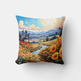 Vibrant Prairie liggande Illustration Kudde