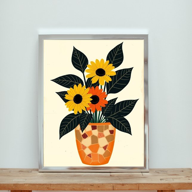 Vibrant prickade solblommor och Daisy Mosaic Maste Poster (Skapare uppladdad)