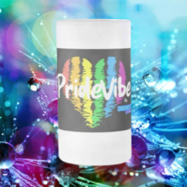 Vibrant PrideVibe: Skål med regnbågs hjärta Frostat Ölglas
