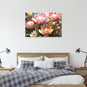 Vibrant Proteas Painting Nature Älskare Canvastryck