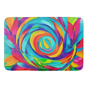 Vibrant Psychedelic Blommigt Spiral-färgning Badrumsmatta