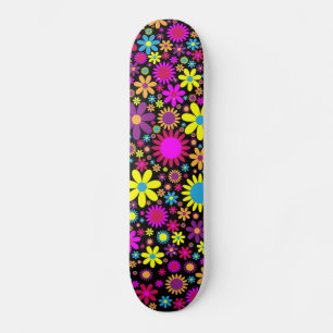 Vibrant Psychedelic Flowers in Bloom-67566 Mini Skateboard Bräda 18,5 Cm