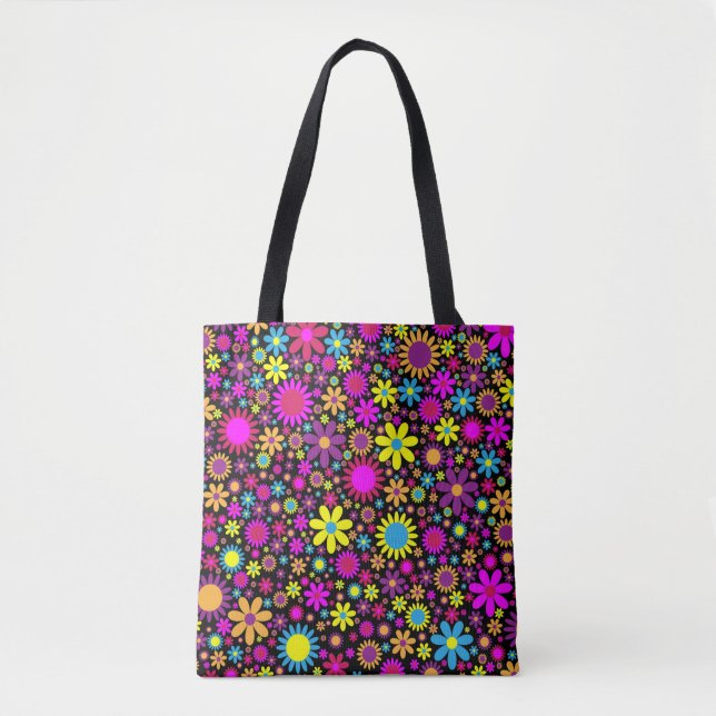 Vibrant Psychedelic Flowers in Bloom-67566 Tygkasse (Framsida)