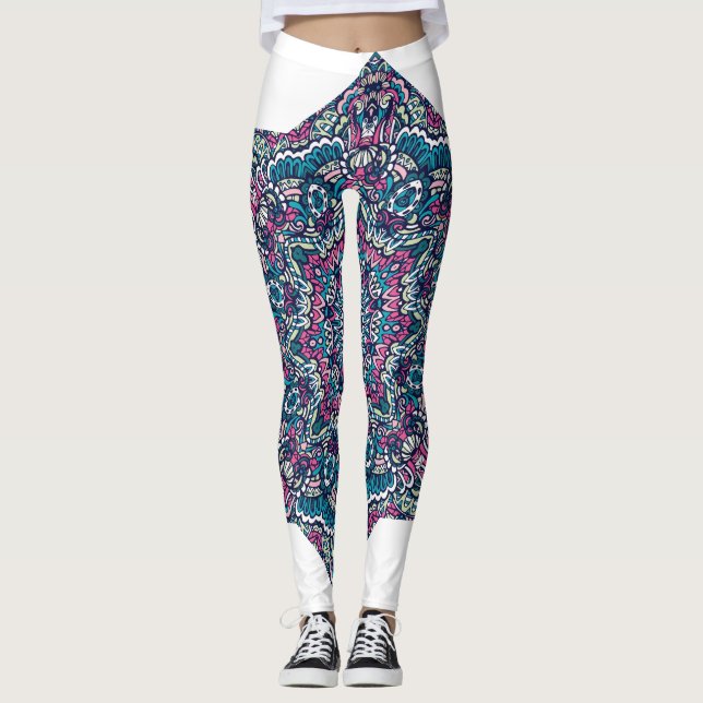 Vibrant Psychedelic Mandala Dream Leggings (Framsida)