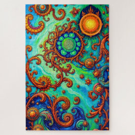 Vibrant Psychedelic Ocean Art - Abstrakt Vinkarare Pussel