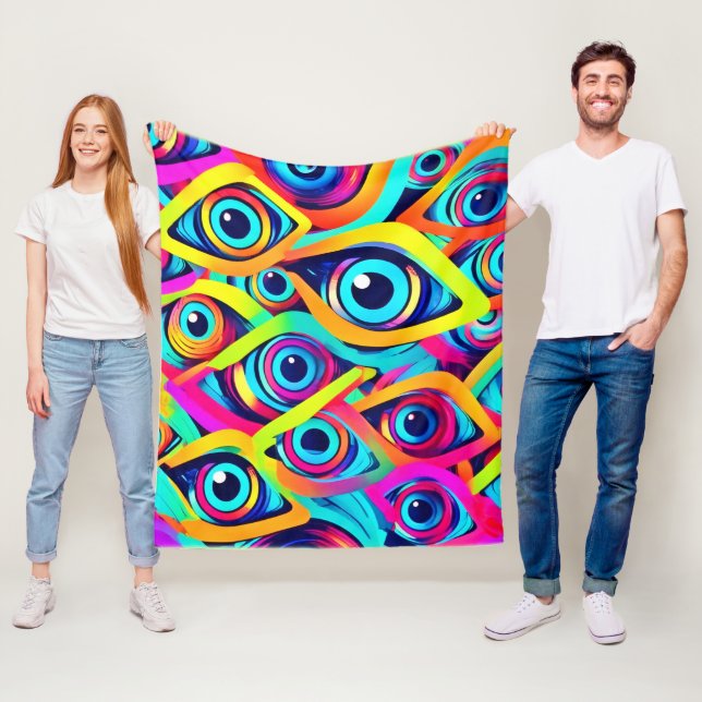 Vibrant Psychedelic Öga Mönster Fleecefilt (På plats)