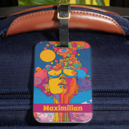 Vibrant Psychedelic Pop Art Groovy Retro Design Bagagebricka