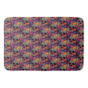 Vibrant Psychedelic Skull Badrumsmatta