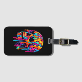 Vibrant Psychedelic Skull Bagagebricka