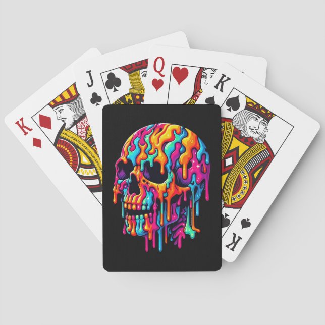 Vibrant Psychedelic Skull Casinokort (Baksidan)