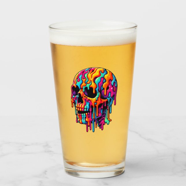 Vibrant Psychedelic Skull Glaskopp (Framsida fylld)