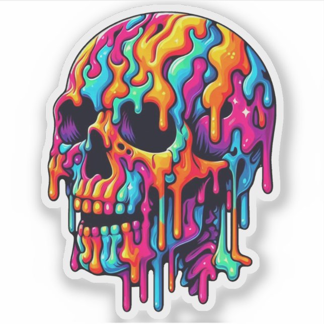 Vibrant Psychedelic Skull Klistermärken (Framsida)