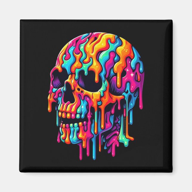 Vibrant Psychedelic Skull Magnet (Framsidan)