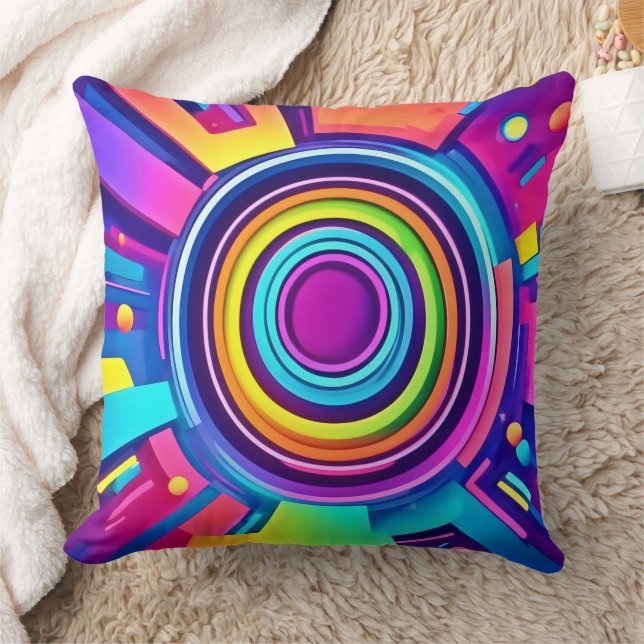 Vibrant Psychedelic Vortex Art Kudde (Filt)