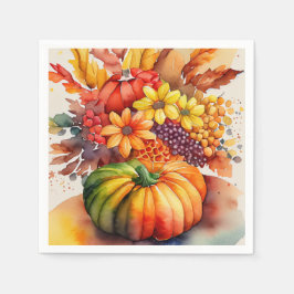 Vibrant Pumpkin Bouquet Guld Autumn Harvest Pappersservett