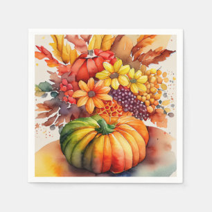 Vibrant Pumpkin Bouquet Guld Autumn Harvest Pappersservett